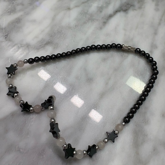 Jewelry - Star Accent Hematite Bead Necklace - Black & Gray